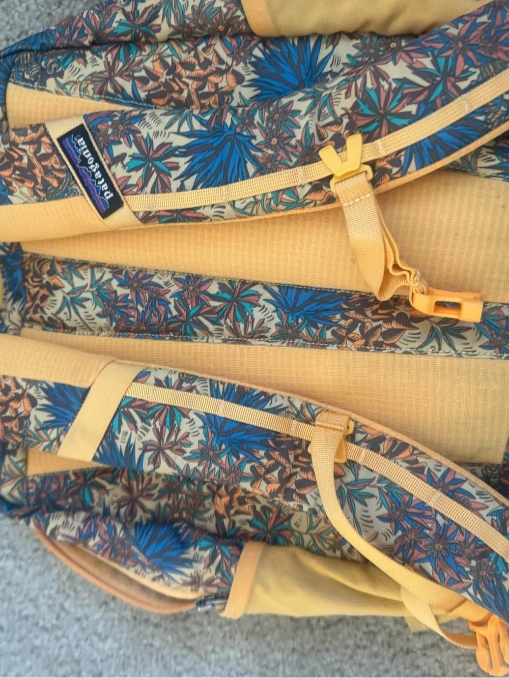 Patagonia Floral Backpack with Yellow Accents